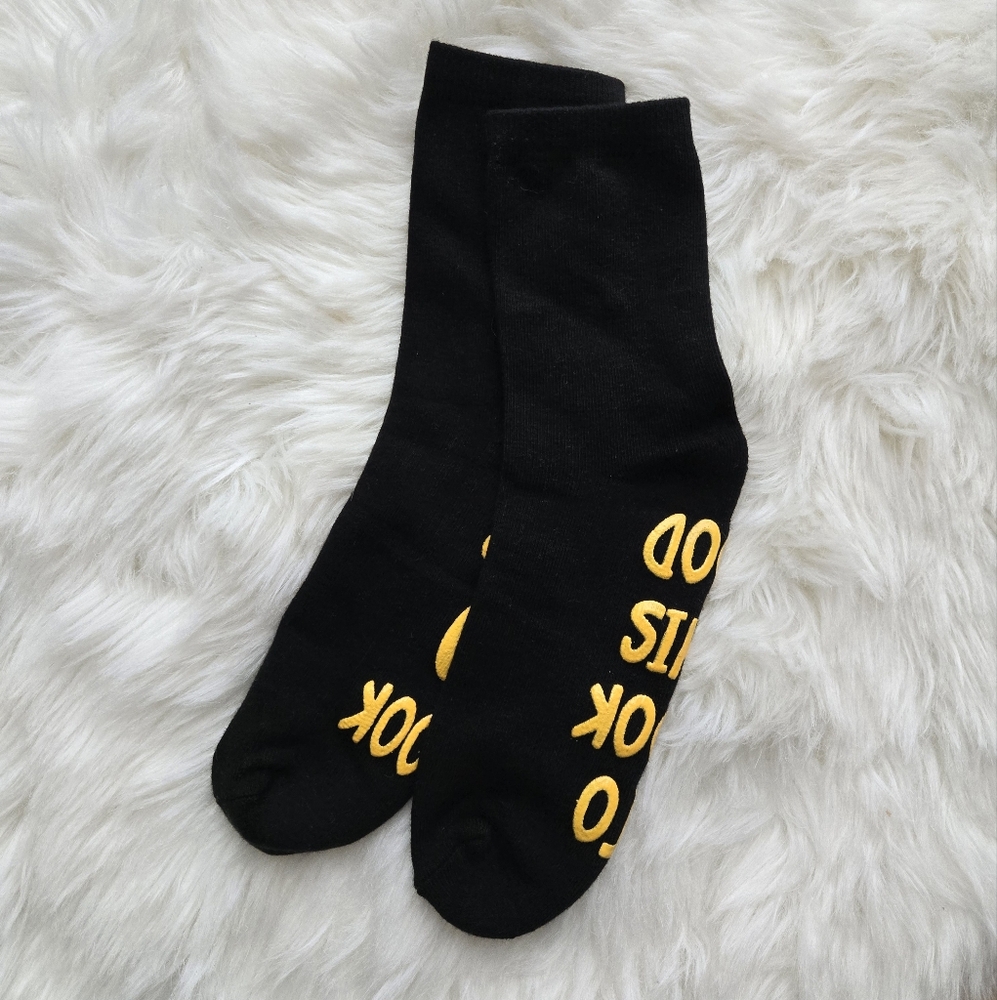 Black Socks With yellow Grip